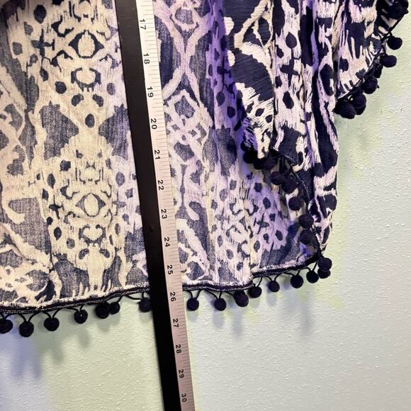 Hippie Laundry Abstract Boho Blue and White Kimono Tassel Size M - Picture 5 of 6
